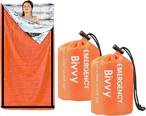 Deecam Emergency Sleeping Bag, Survival Bivy Sack Mylar Thermal Emergency Blanket Waterproof Lightweight Portable Shelter for Camping Gear Hiking Travel Outdoor Activities Backpacking