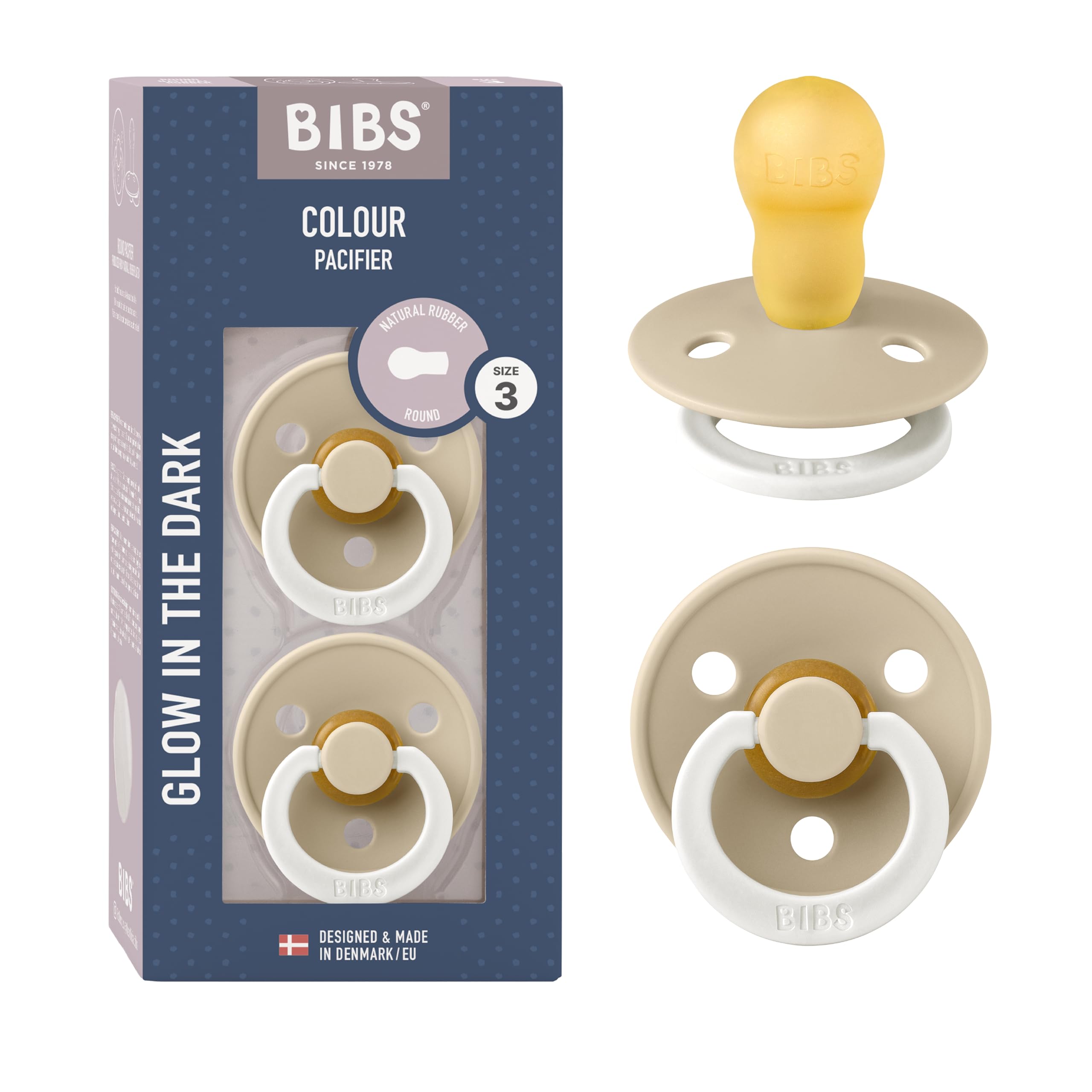 BIBS Colour Ciuccio confezione da 2 pezzi. Privo di BPA. Fluorescente