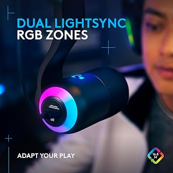 Logitech G Yeticaster GX (Black) | Dynamic Supercardioid Gaming Microphone, Boom Arm, RGB, LIGHTSYNC, Broadcast-Style USB Mic, PC/Mac, Recording/Streaming