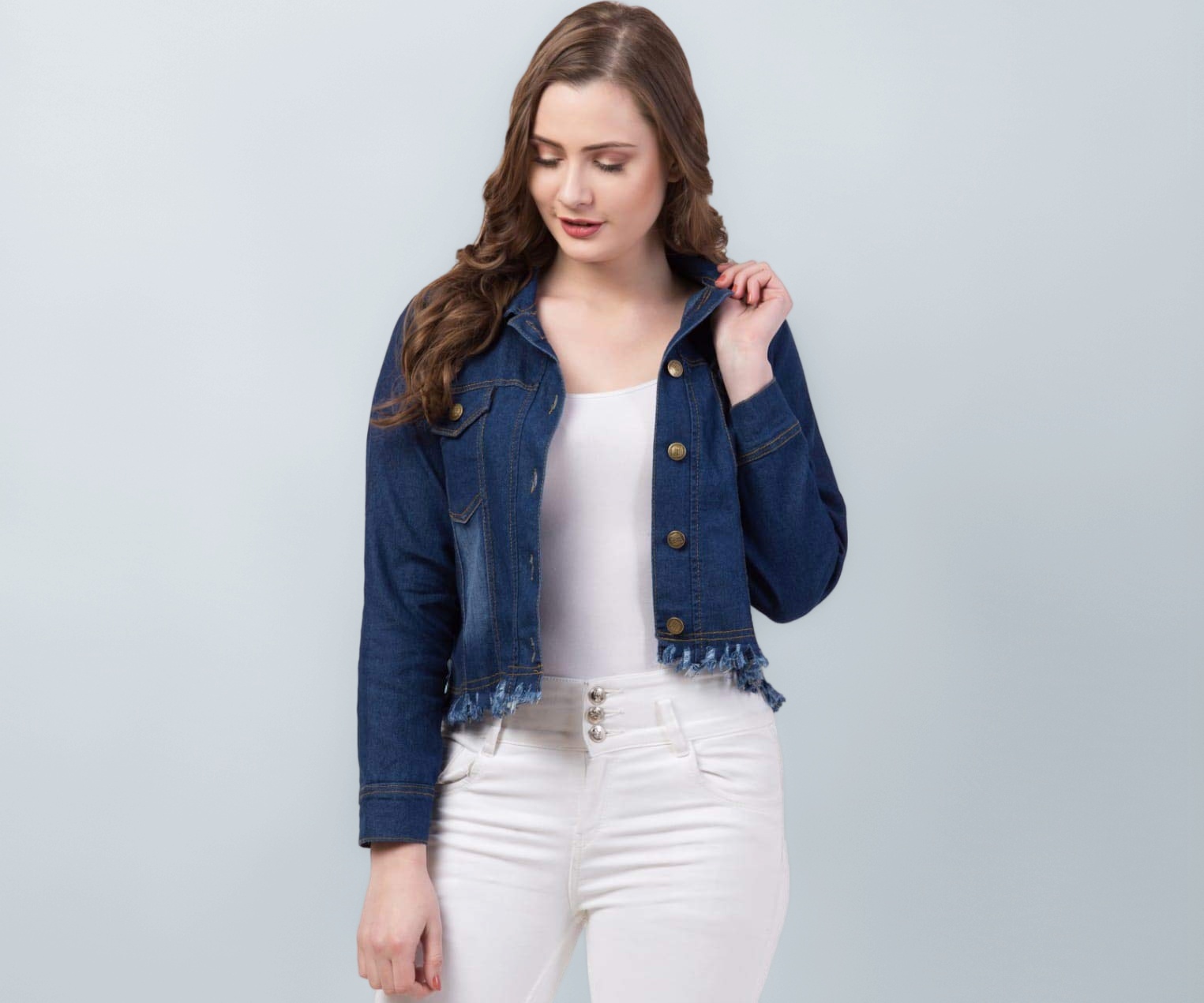 FUNDAY FASHION Full Sleeve Blue Solid Women's Denim Jacket