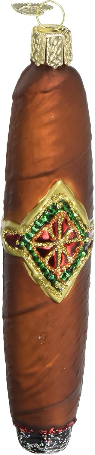 Old World Christmas Cigar Glass Blown Ornament for Christmas Tree, Handcrafted Holiday Decoration