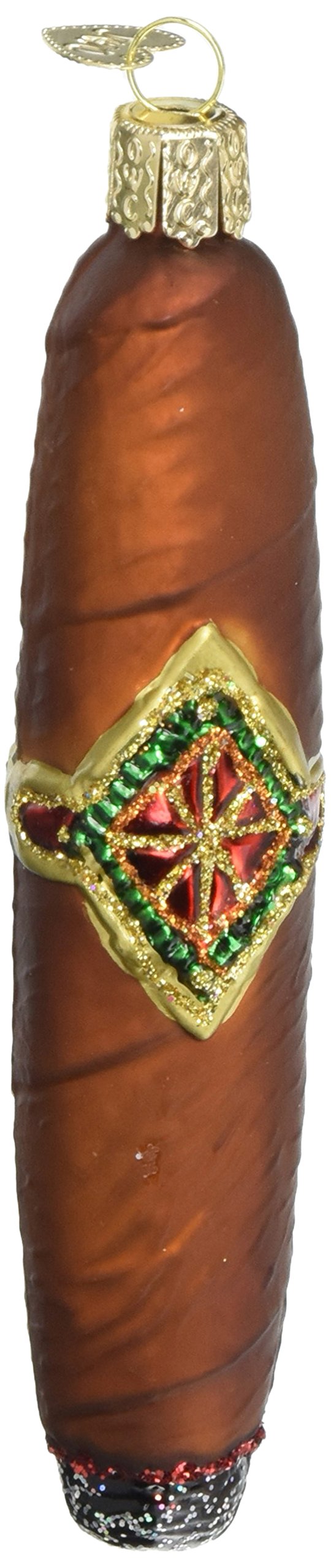 Old World Christmas Brown,Green,Red,Gold Adult Beverages Glass Blown Ornaments For Christmas Tree Cigar