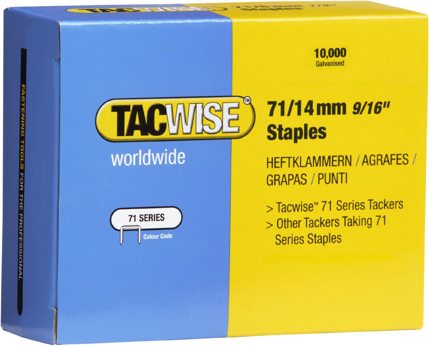 Tacwise0371 Type 71 / 14 mm Galvanised Upholstery Staples, Pack of 10,000, Silver