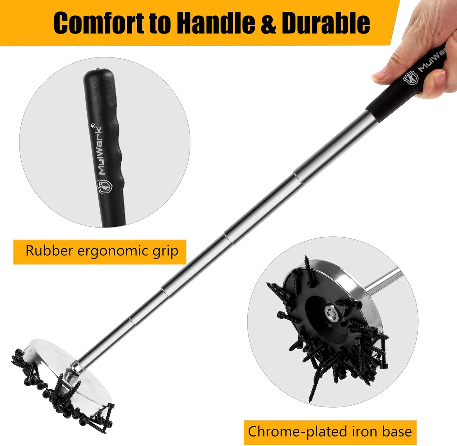 Mulwark 3pcs Telescoping Magnetic Pickup Tool Set with Pull Force, Magnet Stick Extendable up to 33.3in, Telescopic Magnetic Pick-Up Tool with Magnetic Pickup Pen, Rust-Proof Magnetic Tray (Large)