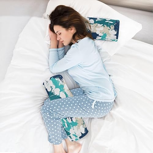 Miniatura 6 de Abstract Leaves Blue Round Cervical Roll Bolster Pillow Round Neck Roll Pillow Decorative Round Pillow Covers for Cylinder Pillow Covers with Zipper