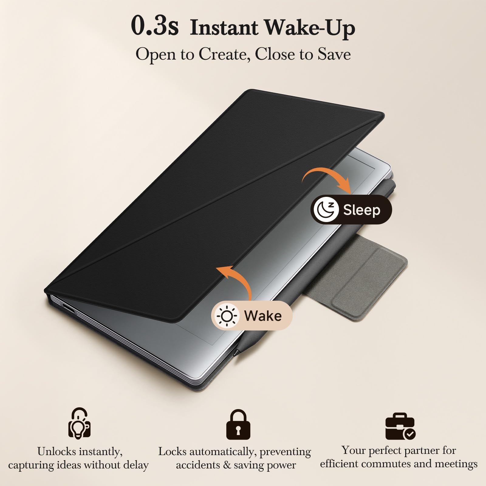 Case for Remarkable Paper Pro Move 7.3 with Multi-Angle Stand 1:1 Fit Smart Folio Cover with Auto WakeSleep | PU Leather Cover | Microfiber Lining | Strong MagnetD-Leathers Black product thumbnail 8