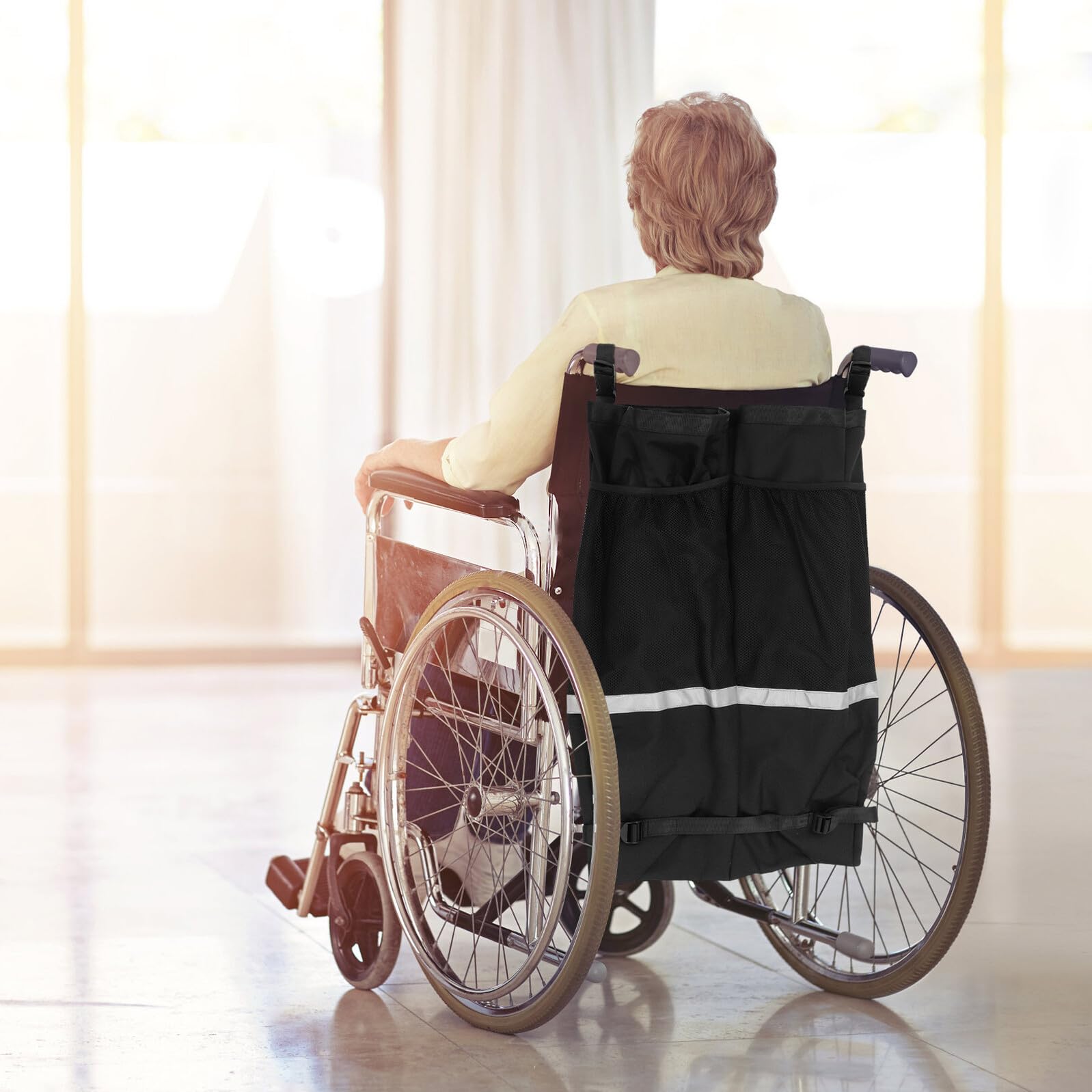 Bolsa para Tanques de Oxígeno Doble para Silla de Ruedas, Portátil con Correas Ajustables, Tela Oxford Resistente, Compartimento Lateral de Fácil Acceso para Viajes y Uso Diario
