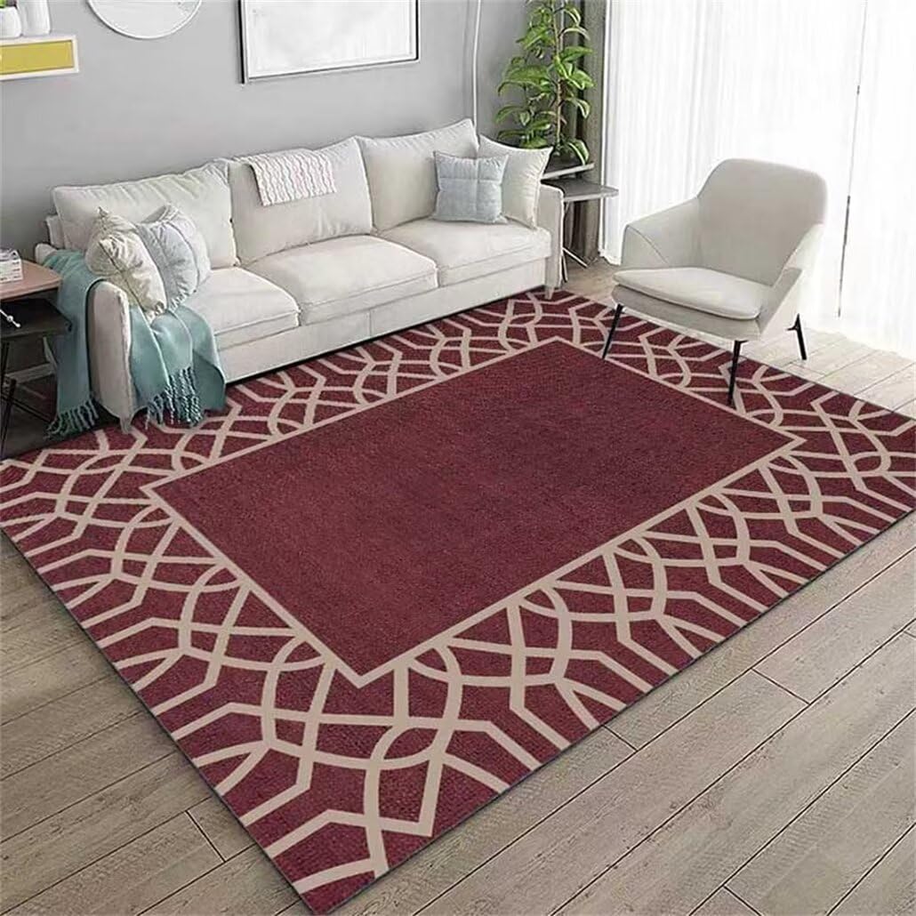 Tapis salle à manger rouge lavable pour protéger le sol des taches