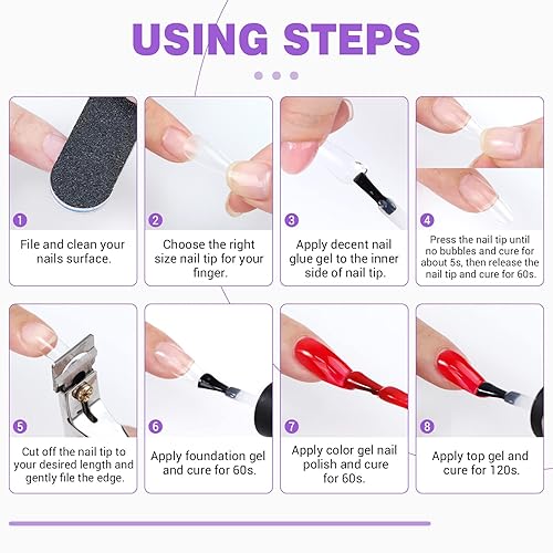 Miniatura 13 de SAVILAND Pegamento de uñas U V con kit de lámpara, 0.5 onzas. Pegamento de gel U V 4 en 1 para puntas de uñas, uñas a presión y lámpara U V