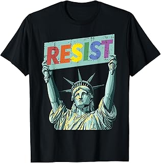 Resist Rainbow Statue Liberty Protest Lgbt Gay Men Women T-Shirt