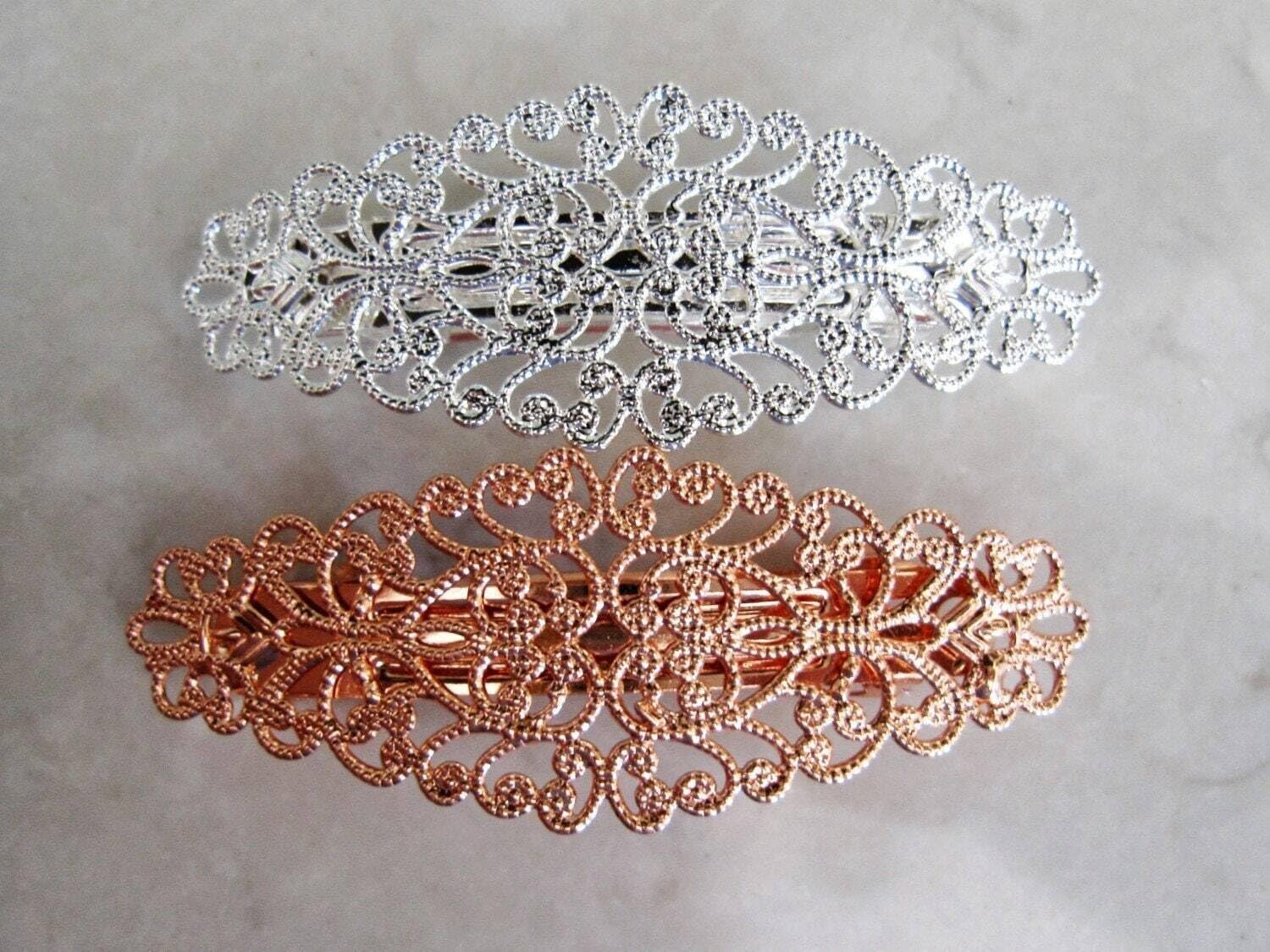 Handmade Hair Barrette w/repurposed Antique 1950’s Crystal in Copper Copper Hair Barrette - Etsy main image 3