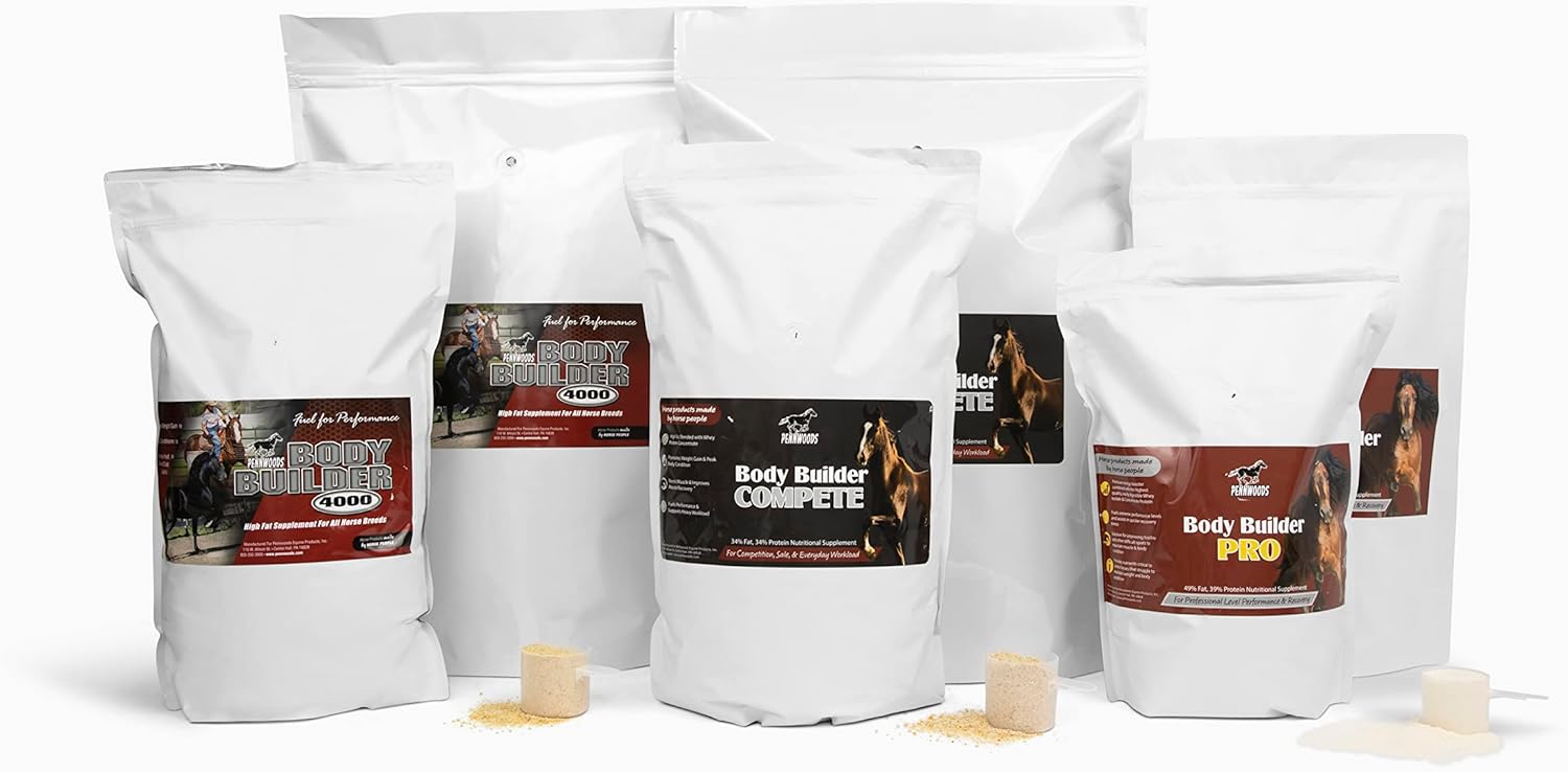 Pennwoods Body Builder Compete Advanced Horse Weight Gain Supplement, High Fat & Energy Formula for Competition & Sale Prep, Body Conditioning Support, Ideal for Hard Keepers, 22 lb Bag