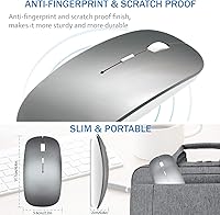 Vista 5 de Mouse Bluetooth inalámbrico recargable para MacBook Air, Mac Pro, portátil, iPad, PC, láser óptico, mini, delgado, silencioso, ampliamente Gris