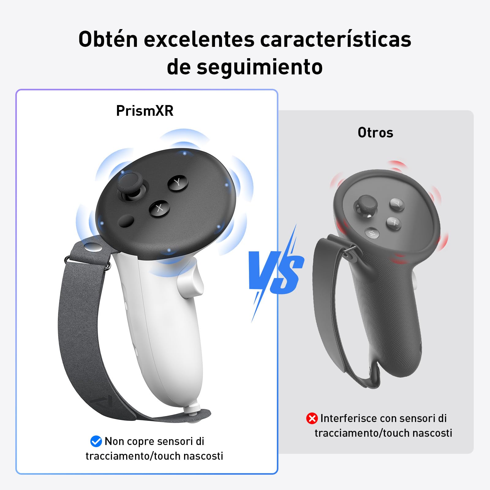 PRISMXR Funda de Agarre Controlador compatibles con Meta Quest 3/3S, correa de mano suave ajustable que se adapta a diferentes tamaños de mano