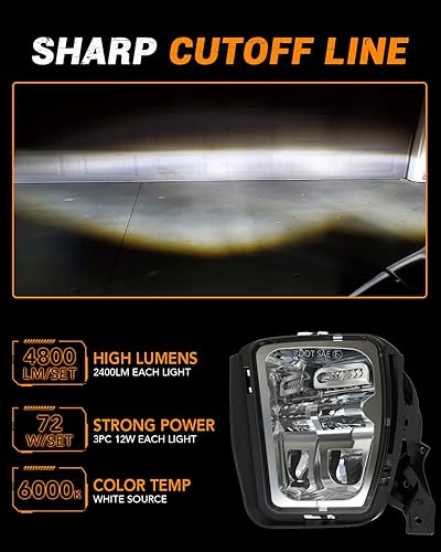 Miniatura 3 de 4X4FLSTC Luces antiniebla LED aprobadas por DOT compatibles con Dodge Ram Pickup 1500 2013 2014 2015 2016 2017 2018 parachoques conducción