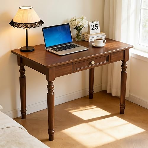 31" Solid Wood Writing Desk with Drawers – French Country