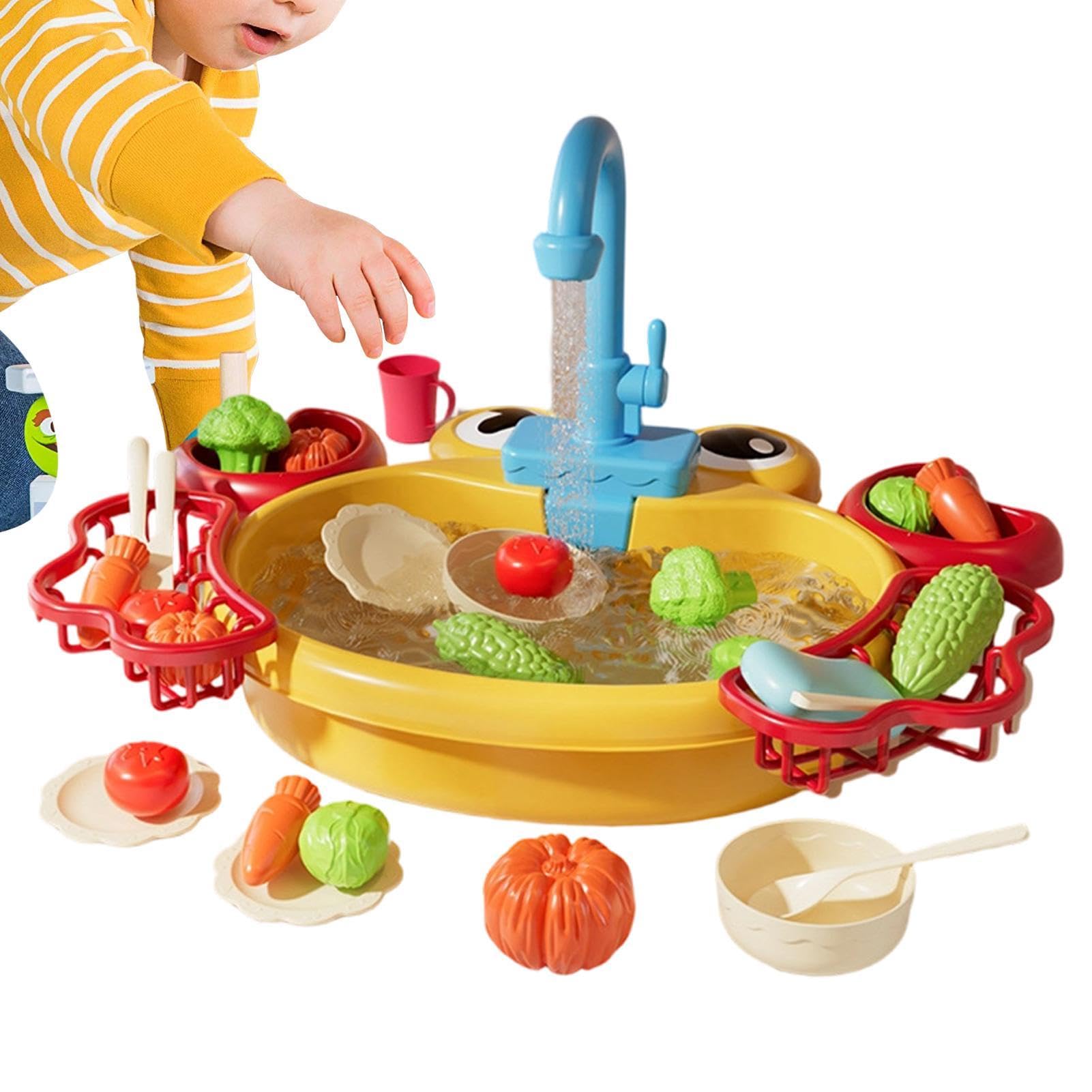 Lavello da con Acqua Corrente Giochi di Ruolo per Bambini | Giocattoli da Cucina con Acqua per Bambini Bambine Prescolari Giardino Spiaggia Campeggio Asilo Casa Bagno Cameretta Festa