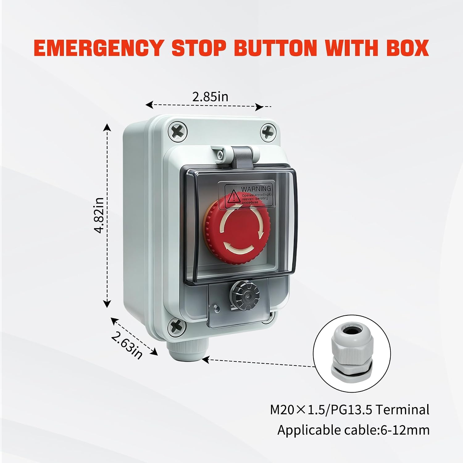 Emergency Shut Off Switch E-Stop 660V Emergency Stop Button with Box 10A