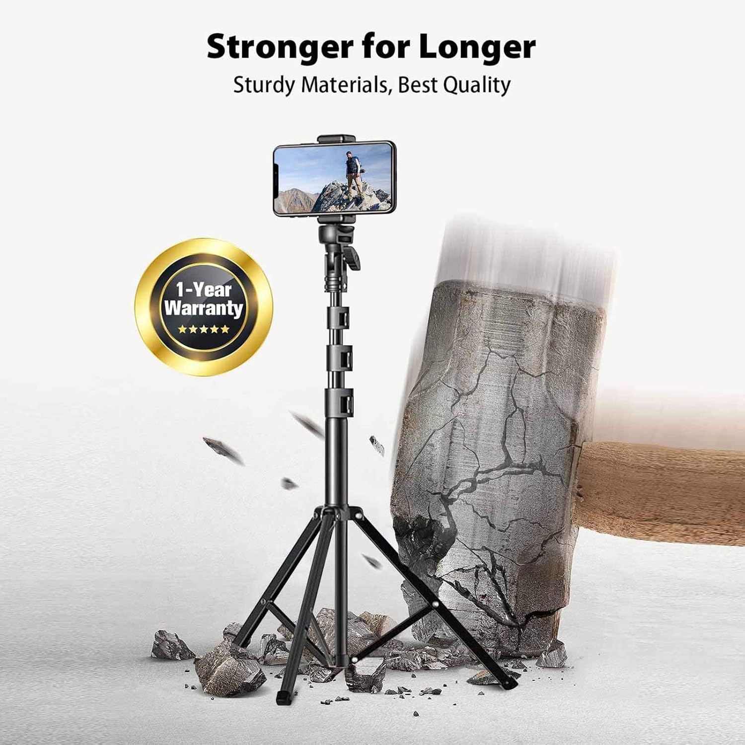 Exclusive Phone Tripod, 51” Extendable Selfie Stick Tripod, Portable Tripod Stand with Wireless Remote. Compatible with iPhone 11/12/X/XR, Android, and DSLR. Perfect for Video Recording/Vlogging/Live Streaming