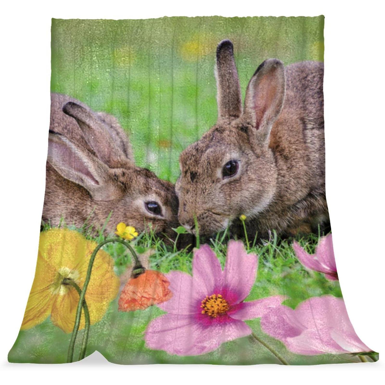 Couvre-lit Herbe Lapin Fleur Printemps TBOUOBT doux pour lit enfant