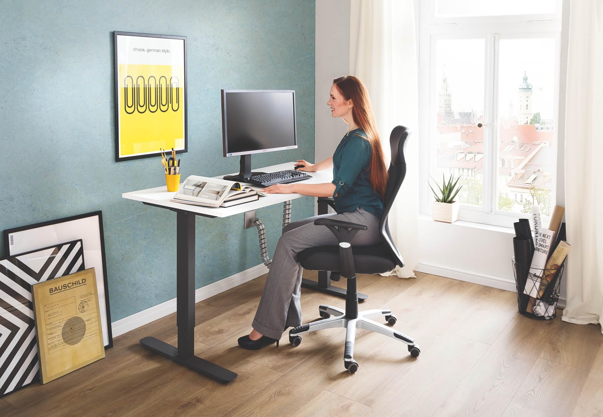 möbelando Chefsessel Niko von Duo Collection – Ergonomischer Bürostuhl mit Federkern, Netzrücken & Höhenverstellung für Home-Office – Schwarz, belastbar bis 100 kg