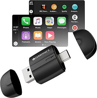 Zebronics 2-in-1 Wireless Carplay Receiver, Converts Wired Android Auto & CarPlay to Wireless, USB A & Type C, BT v5.4, Wi Price In India