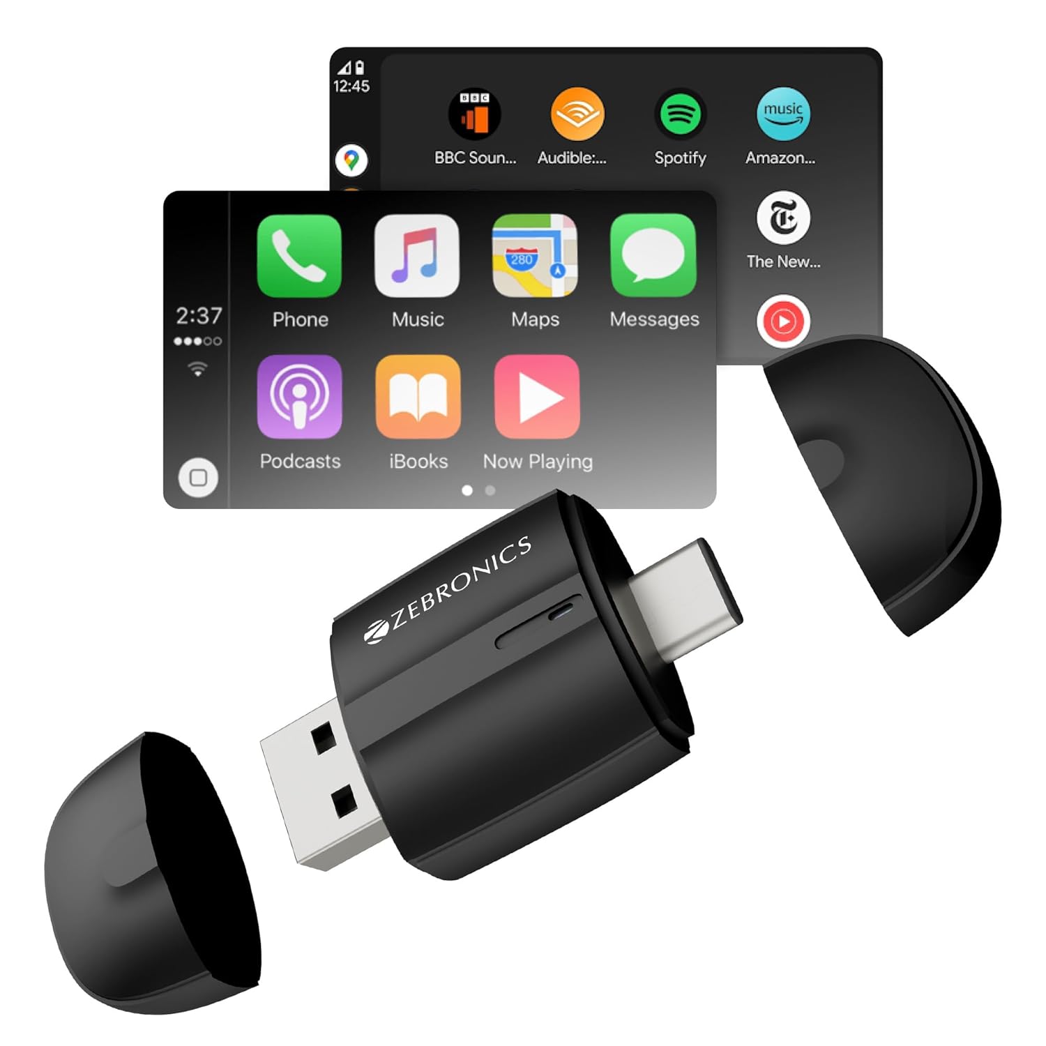 New Year sale Zebronics 2-in-1 Wireless Carplay Receiver, Converts Wired A…