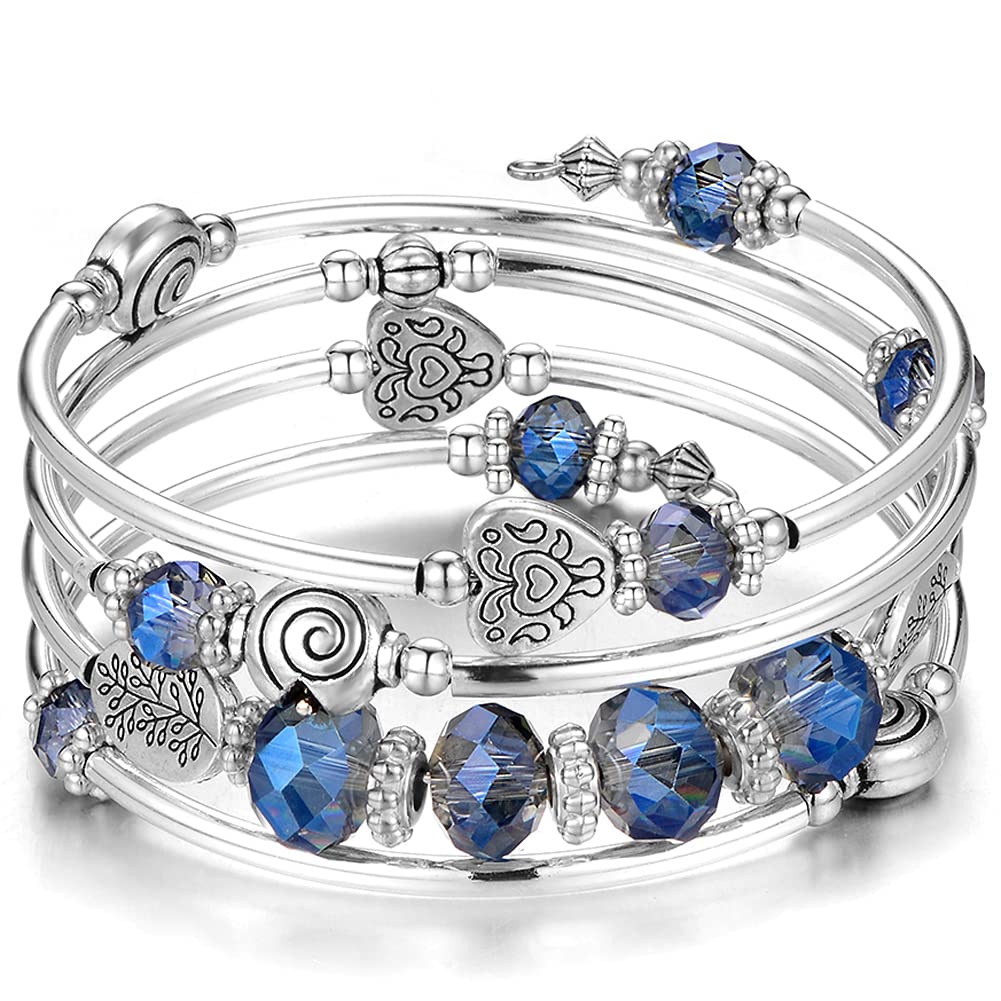 Amazon | Pearl&Club ビーズクリスタル ラップバングル/ブレスレット