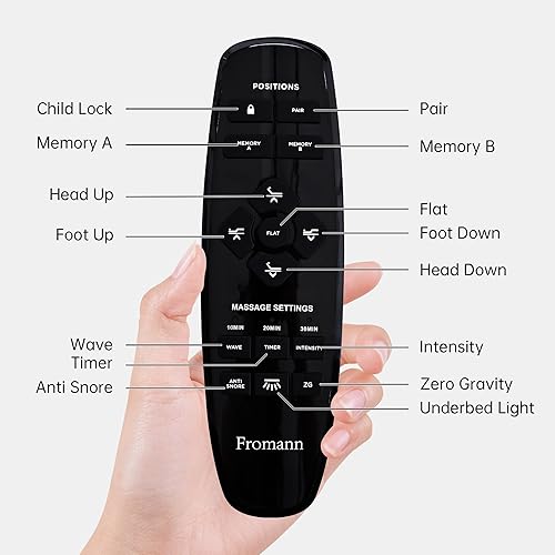 Miniatura 7 de Fromann Base de cama ajustable tamaño matrimonial, base de cama ajustable con control remoto inalámbrico y puertos USB, gravedad cero, masaje,
