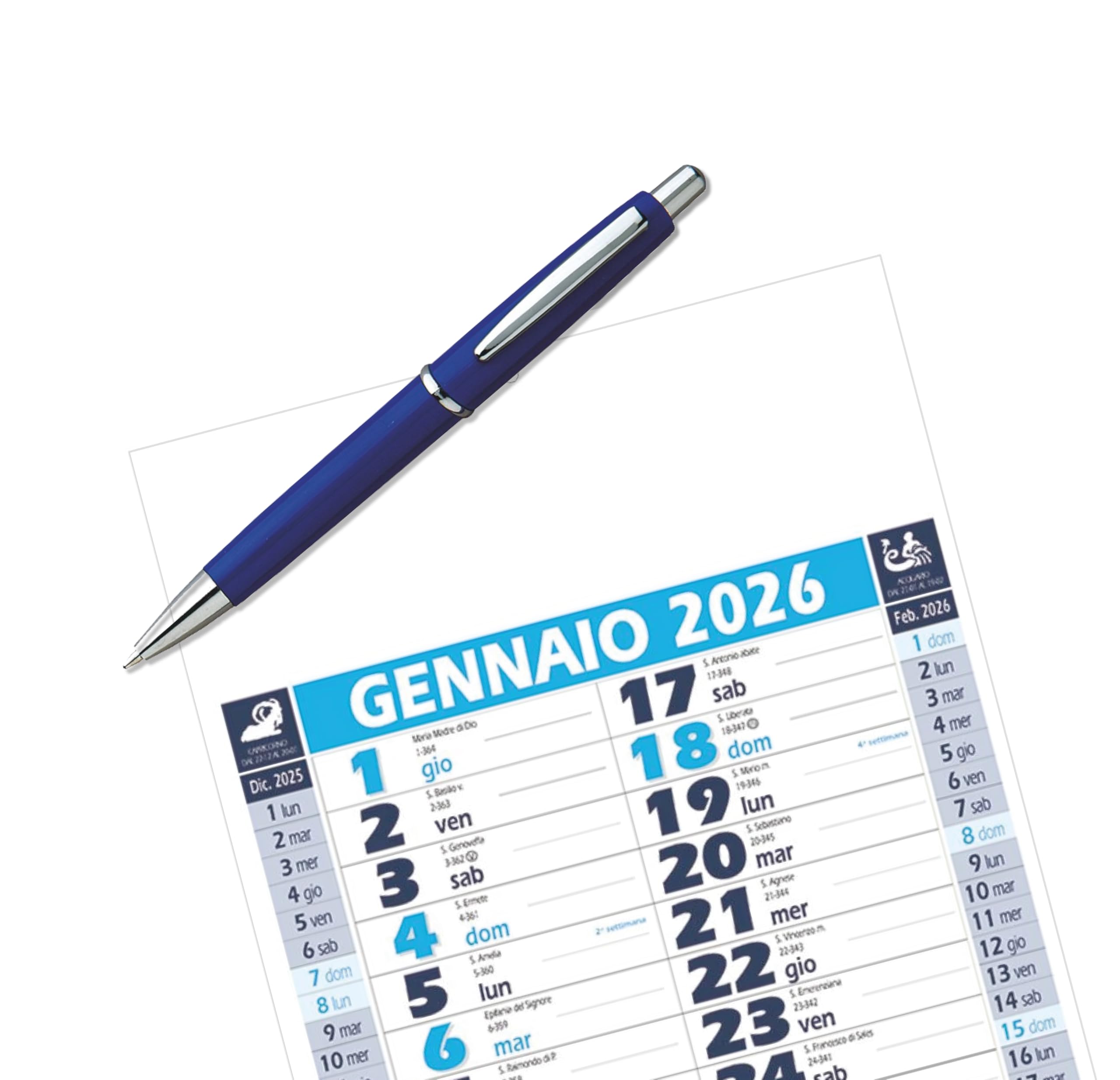 Combo Calendari da Parete 2026 + Penne Personalizzabili 100+100 Organizza e Promuovi la Tua Attività in Modo Efficace – Ideale per Uffici, Case, Regali Aziendali, Studenti e Professionisti (Blu)