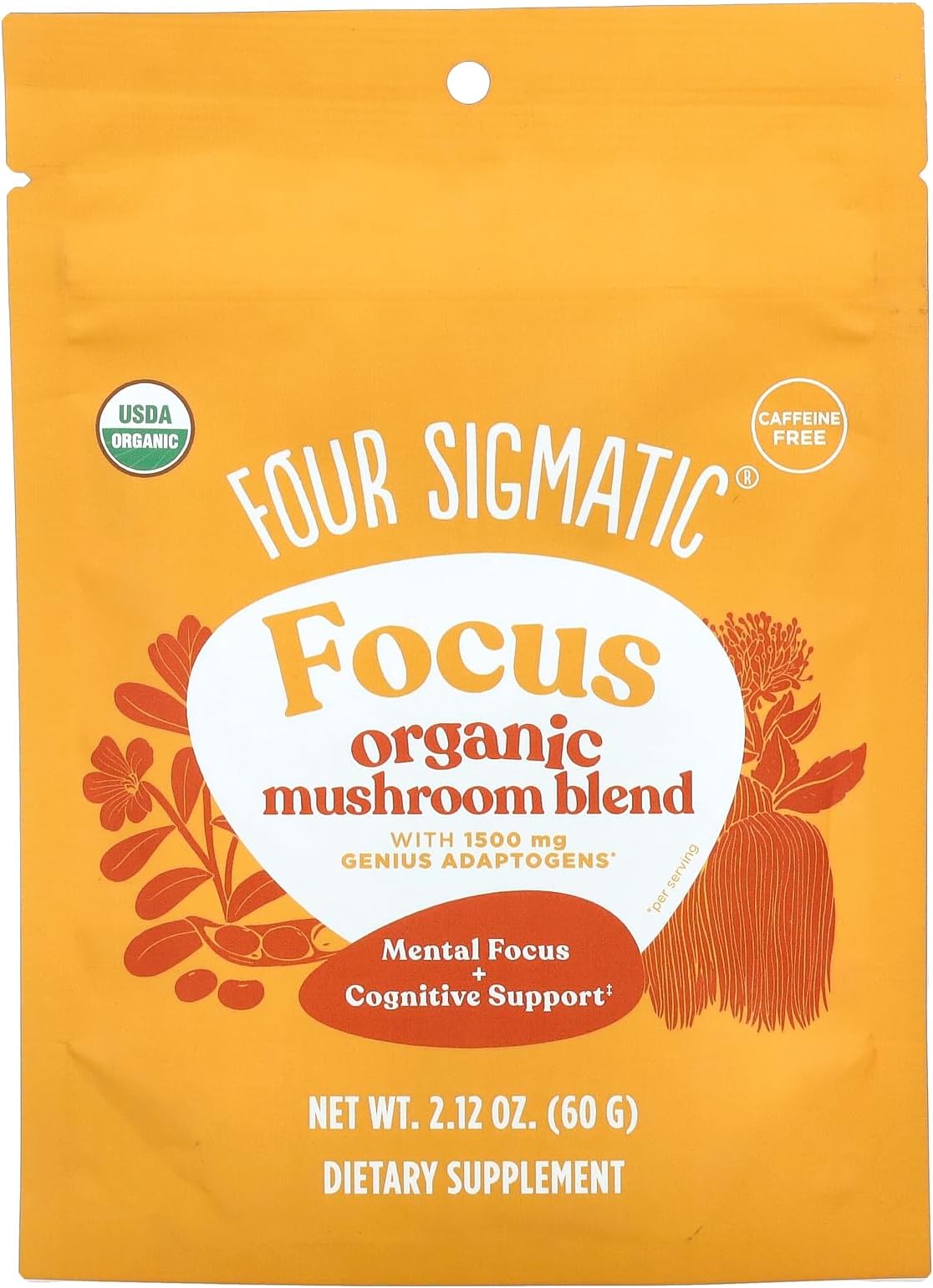 Focus Blend 7 Superfoods Adaptogen Blend Mix with Lion's Mane, Cordyceps, Rhodiola, Bacopa & Mucuna | Productivity & Creative Support | Decaf & Dissolves Easily | 30 Servings