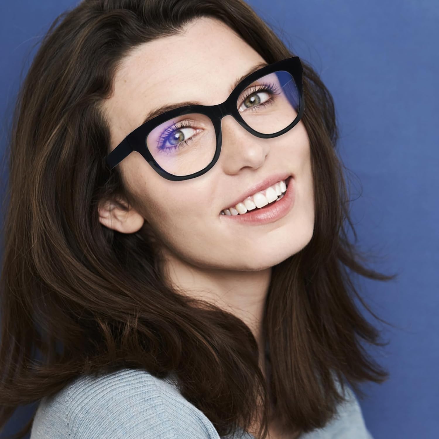 Oprah Style Progressive Multifocus Reading Glasses for Women,Blue Light Blocking Computer Readers with Spring Hinge - Image 7