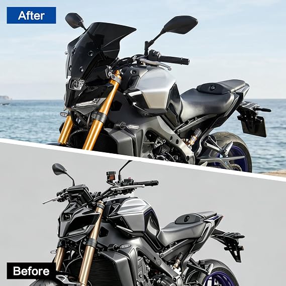 Double Bubble Windshield Fit for MT-09 MT09 SP 2024-2026, Black
