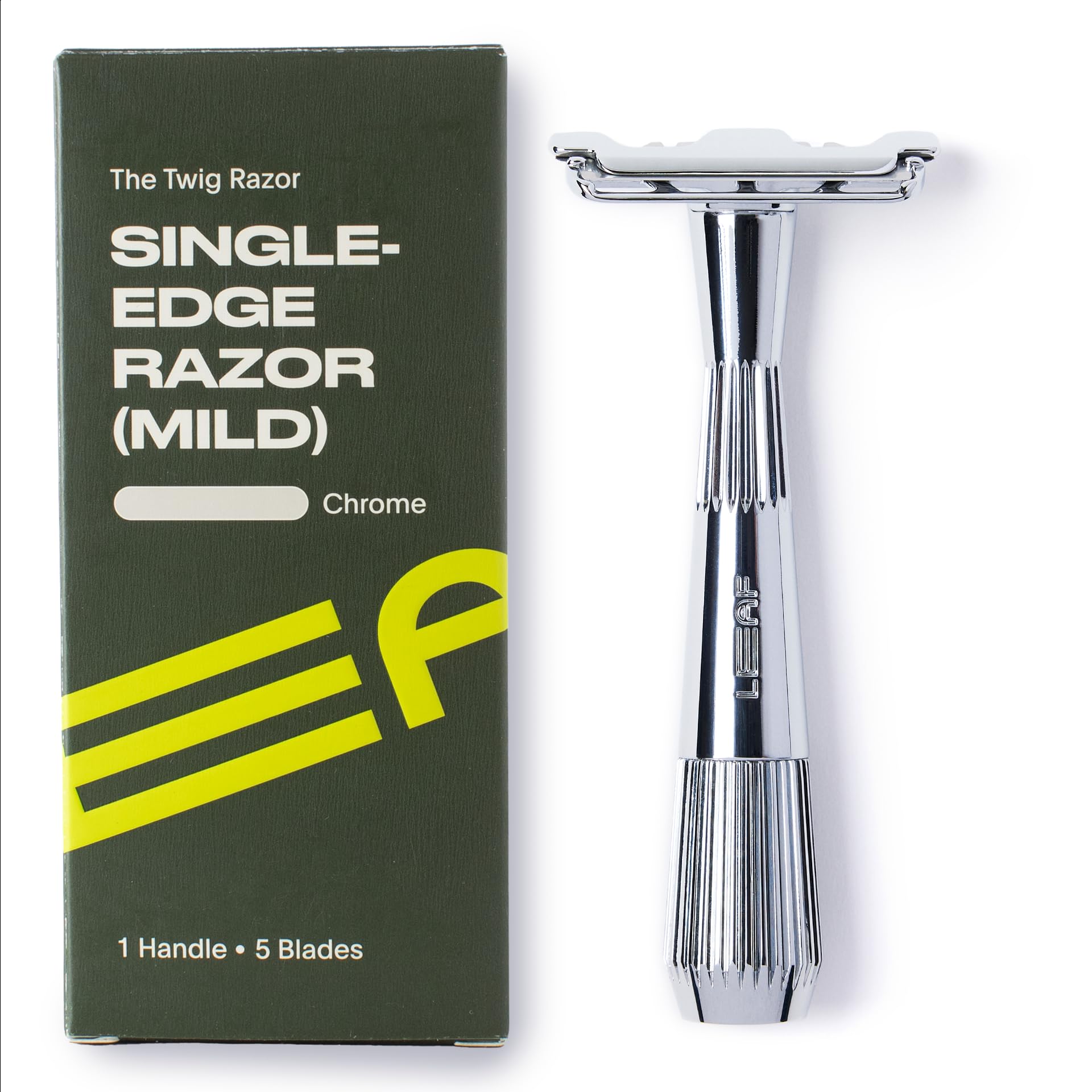 Leaf Shave Leaf Twig Razor All-Metal Single Blade Razor for Men Women Fixed Head with Magnetic Load Assist
