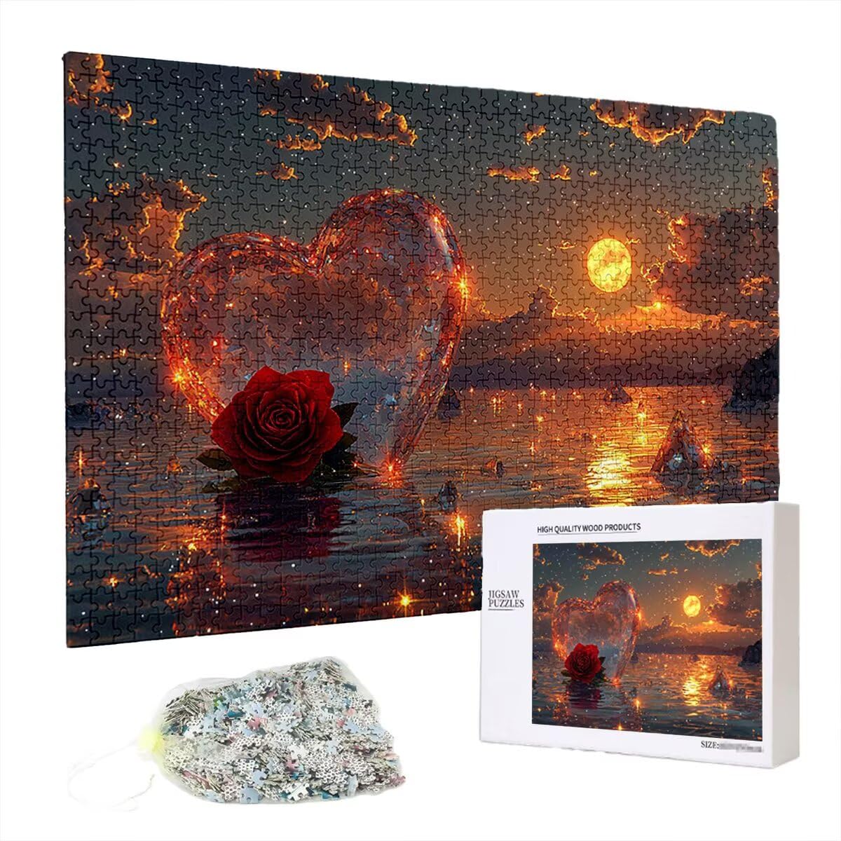 Puzzle 3000 elementów krajobrazu, Starry Night Puzzle 3000 elementów dla dorosłych, drewniane puzzle dla dorosłych, wymagająca łamigłówka, gra logiczna dla całej rodziny, drewniane puzzle, dekoracja