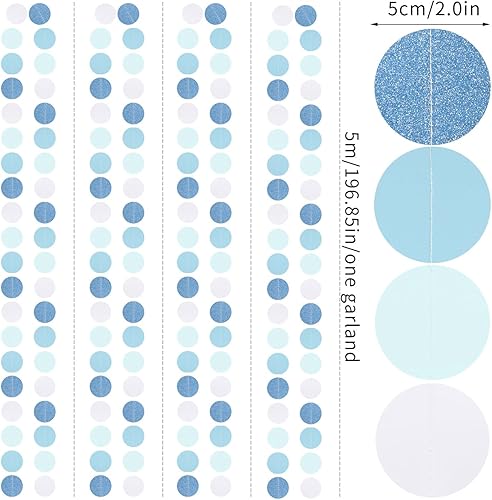 Miniatura 2 de Light-Baby Dusty-Blue White Party-Decoration Garland - 52ft Baby Boy Shower Birthday Streamers,Graduation Bachelorette Bridal Christmas Banner Decor