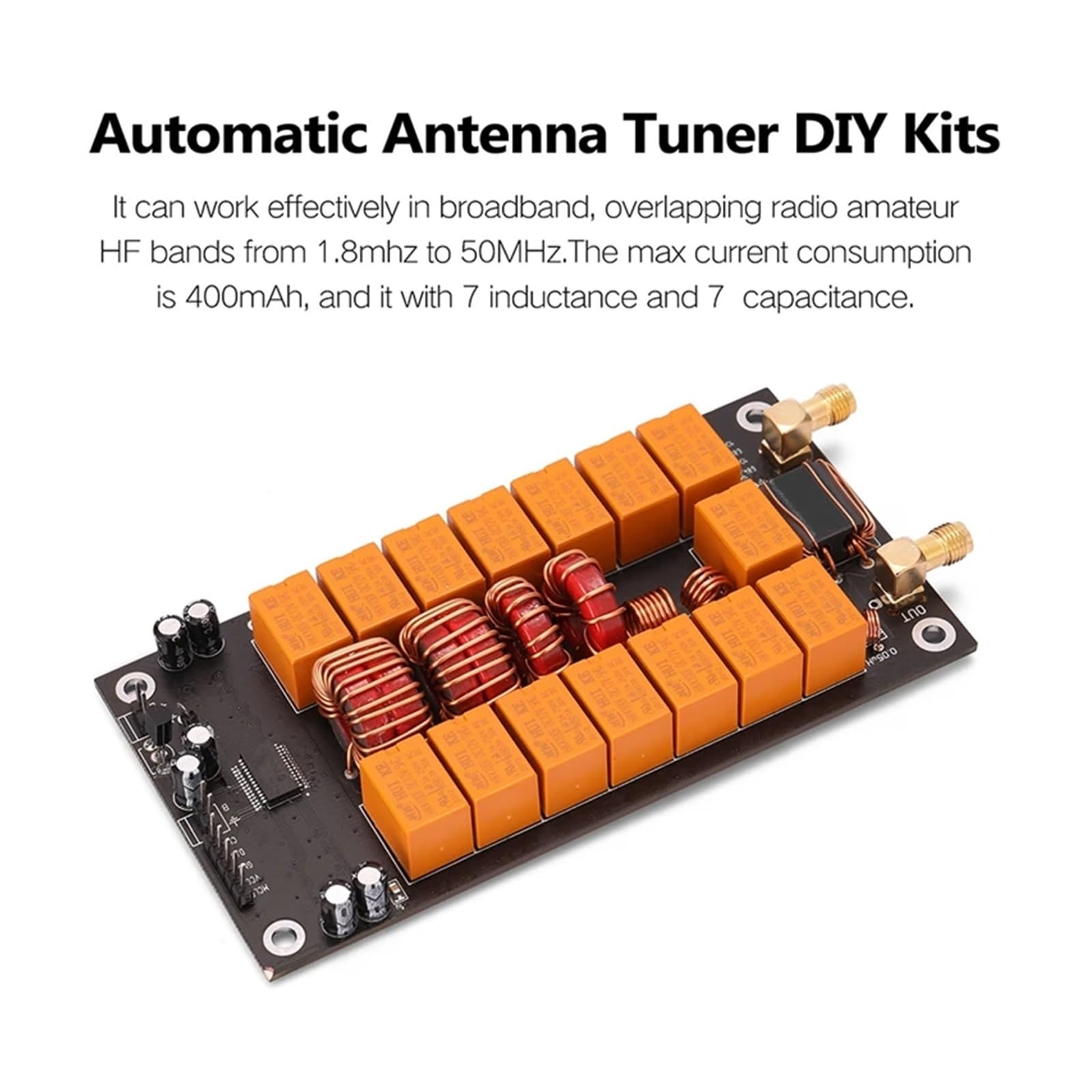 Mini tuner antenowy 1,8-50 MHz Automatyczny tuner antenowy + Odbiornik zaprogramowanego wzmacniacza OLED z oprogramowaniem sprzętowym Łatwy w użyciu dla początkujących i profesjonalist