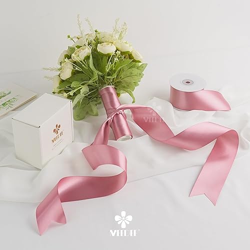 Miniatura 4 de MEEDEE Cinta de satén rosa victoriana de 2 pulgadas, cinta rosa rosa Lux de doble cara por 25 yardas, cinta de satén de seda malva para envoltura de