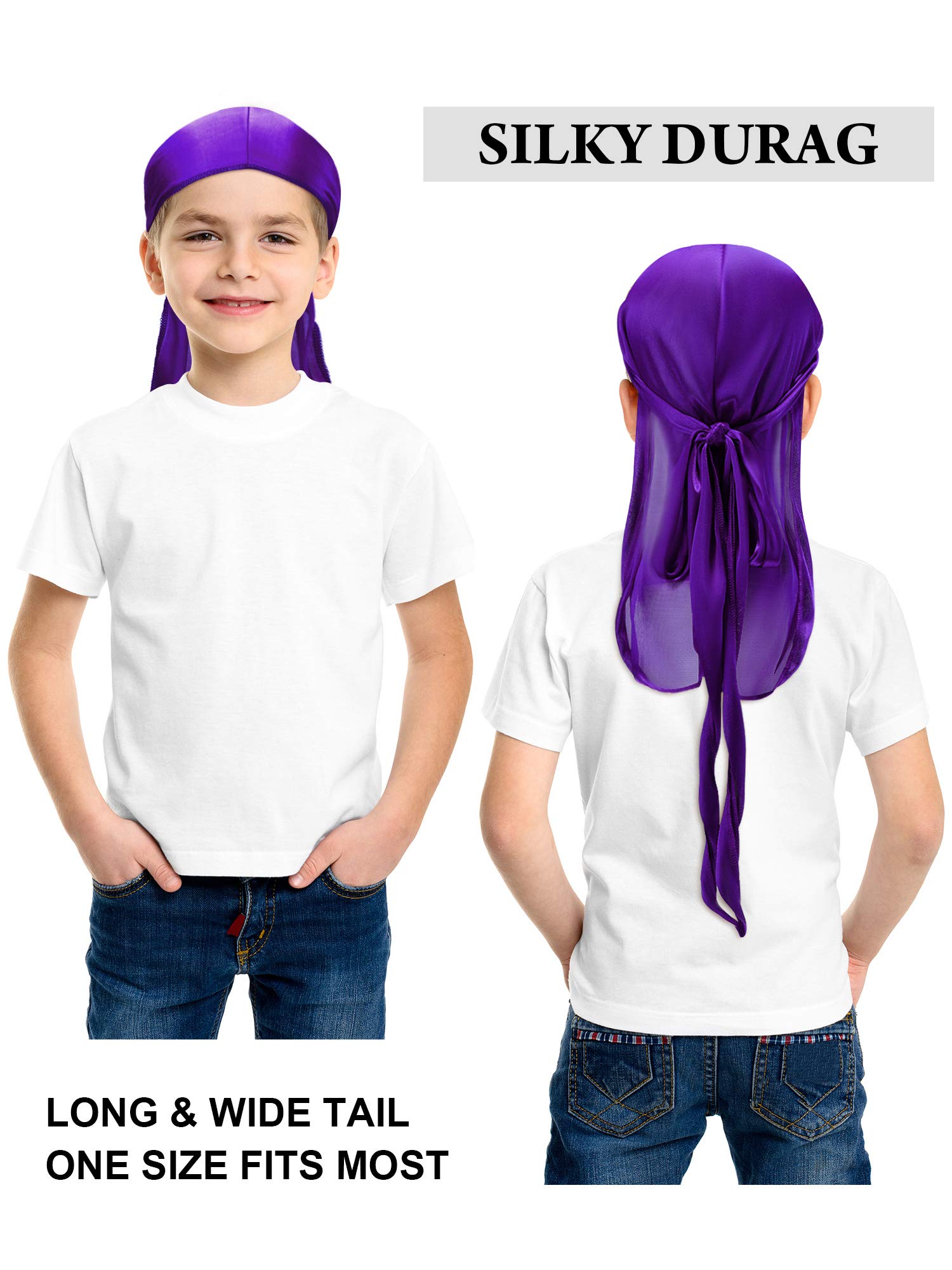 Durag Raso 360 Onde 8 Durag In Raso Per Bambini - Coda Lunga E Cinghie