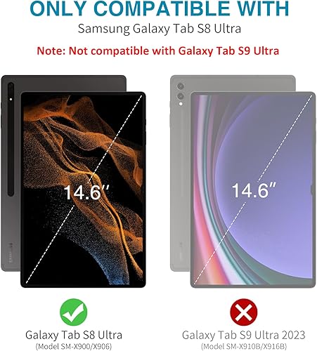 Miniatura 2 de SURITCH Funda resistente para Samsung Galaxy Tab S8 Ultra de 14.6 pulgadas 2022, protector de pantalla integrado de cuerpo completo, resistente, a