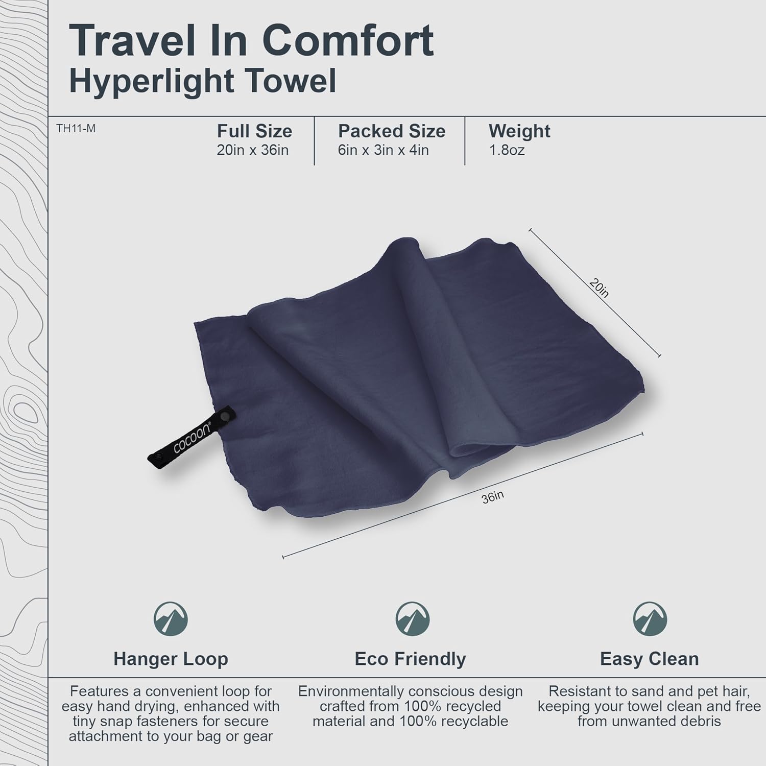 COCOON - Premium - Hyperlight Towel - Lava Grey - Medium