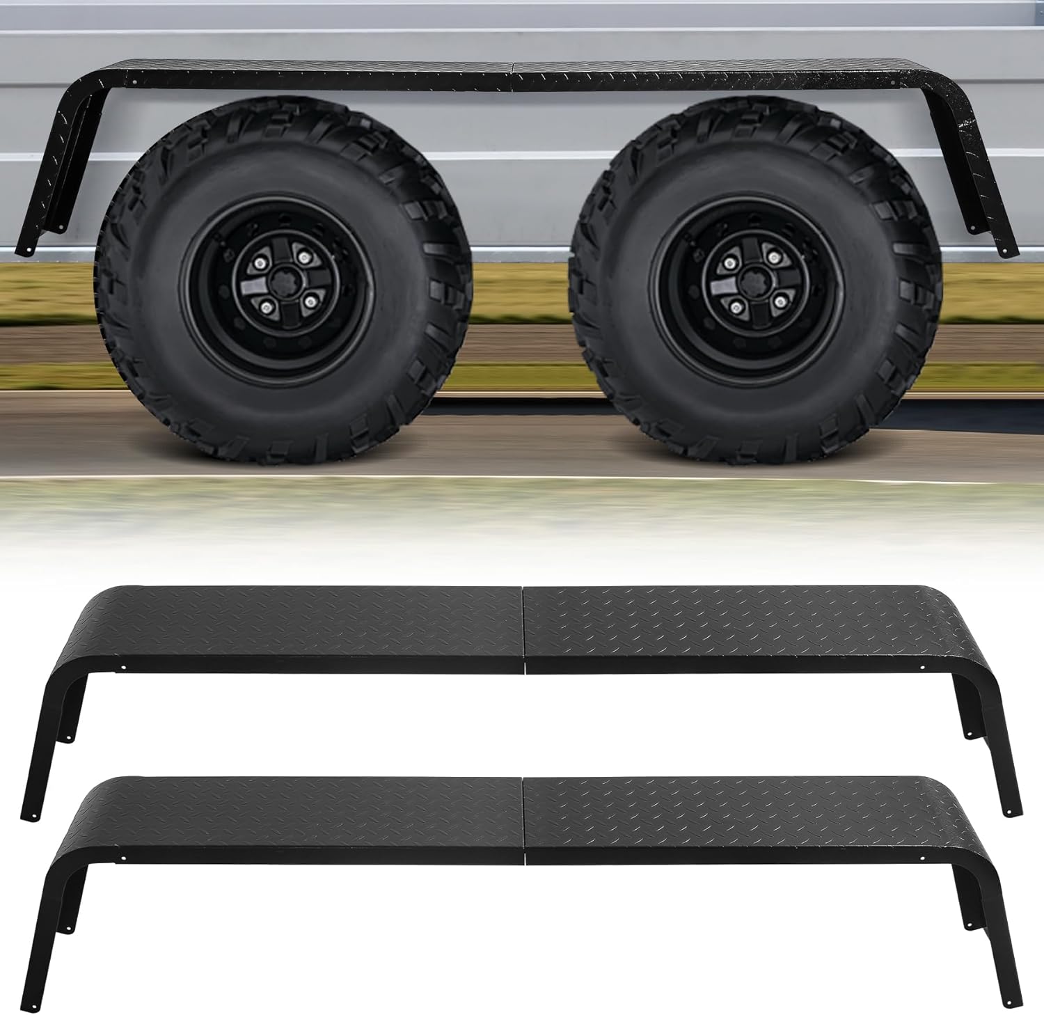 Trailer Fenders 2 Pack Tandem Axle 10'' x 72'' x 13'' Heavy Duty Steel for Car Haulers, Utility, and Landscape Trailer