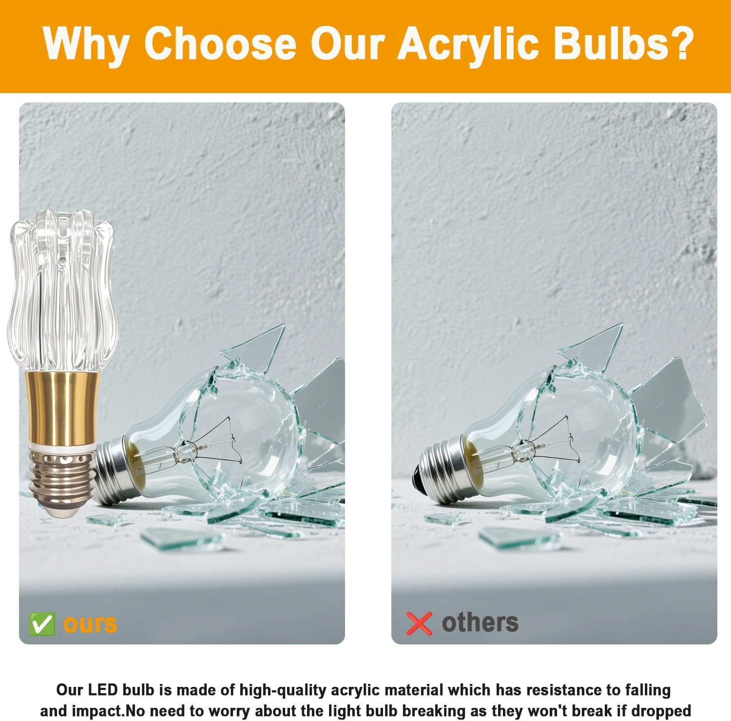 6 Pack Unique Decorative Light Bulbs, 4000K Warm White LED Bulb Equivalent 30W, E26 Standard Base, Antique Crystal Clear Acrylic Light Bulbs for Chandeliers, Ceiling Fan, Wall sconces
