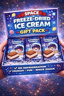 Astronaut Ice Cream, Freeze -Dried Vanilla Ice Cream Chocolate Cookie Sandwich, Made in Ecuador (Pack of 2, 3, Ounce)