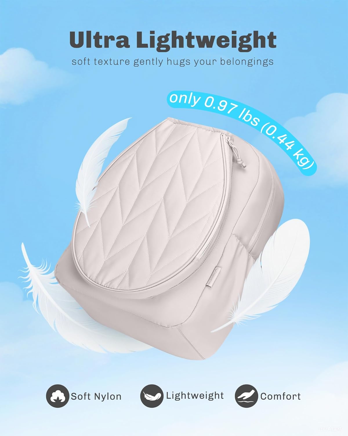 Hynes Eagle Pickleball Backpack Quilted Fits 2 Rackets with Wet Pocket Tennis Gym Backpack for Women Sport Daypack 22L Beige - Image 7