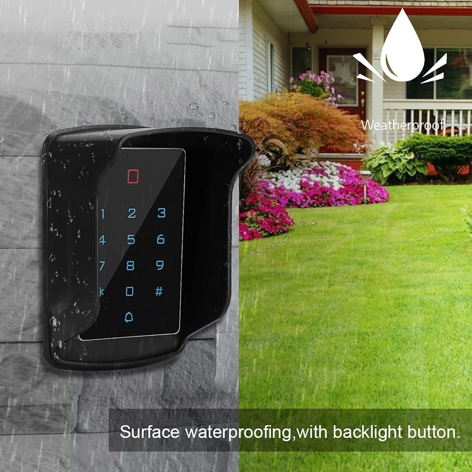 Keyless Entry Pad, Touch Access Control Keypad with Waterproof Cover and 10PCS Card Tag Keyless Entry Door Lock Electronic Keypad Door Lock Digital Door Lock Smart Door Lock for Front Door