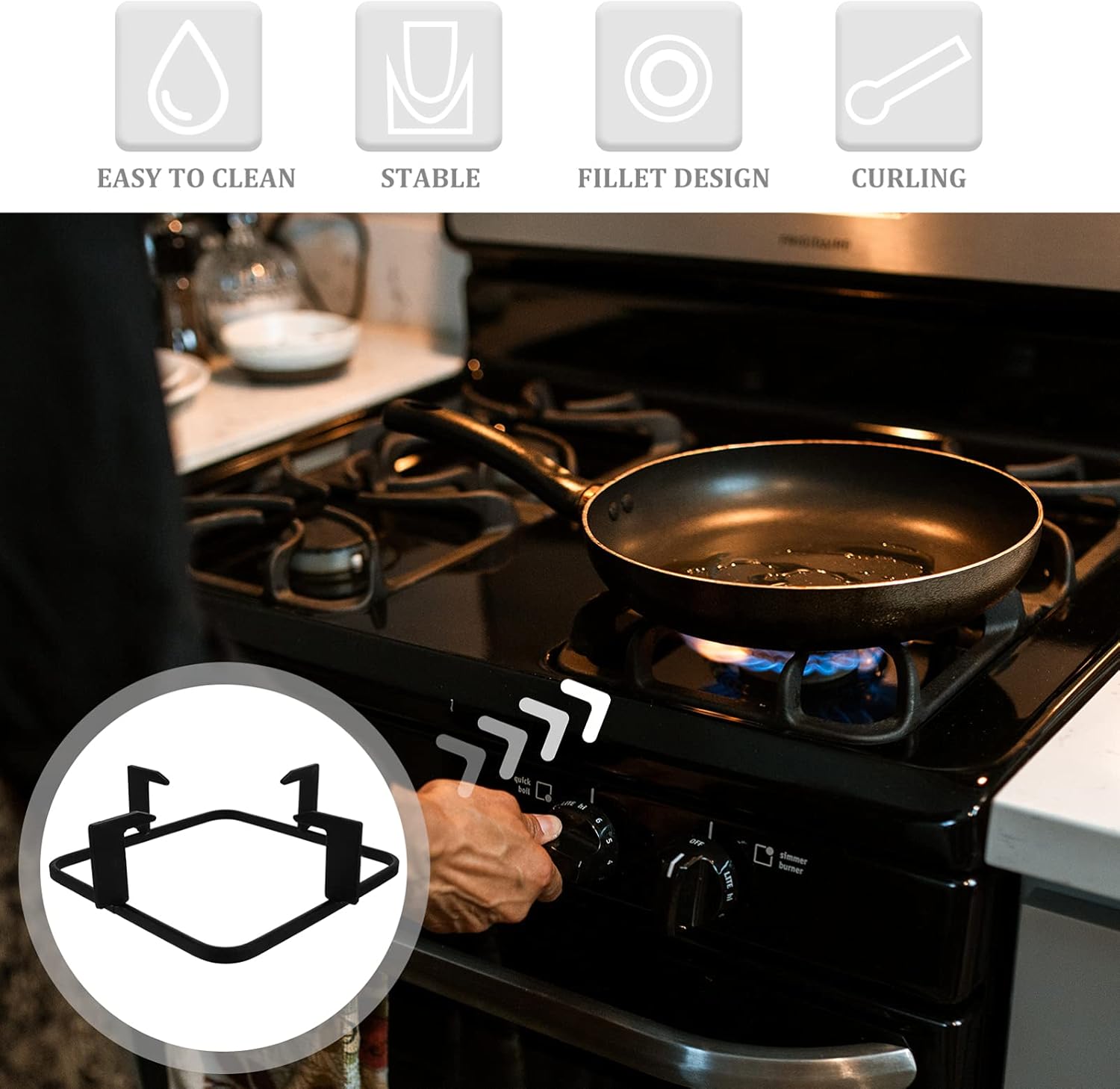 Uonlytech Gas Stove Burner Covers Cast Iron Wok Support Ring, 20. 7cm Square Gas Burner Rack Stove Trivets Cooktop Range Pan Holder Stand Stove Rack for Kitchen Camping Gas Cooker Cast Iron Wok