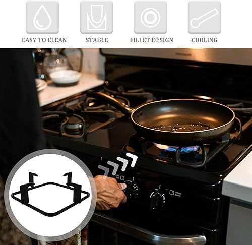 Miniatura 2 de Uonlytech Cubiertas para quemadores de gas de hierro fundido, anillo de soporte para wok, 8.1 in cuadrado para quemador de gas, salvamanteles,