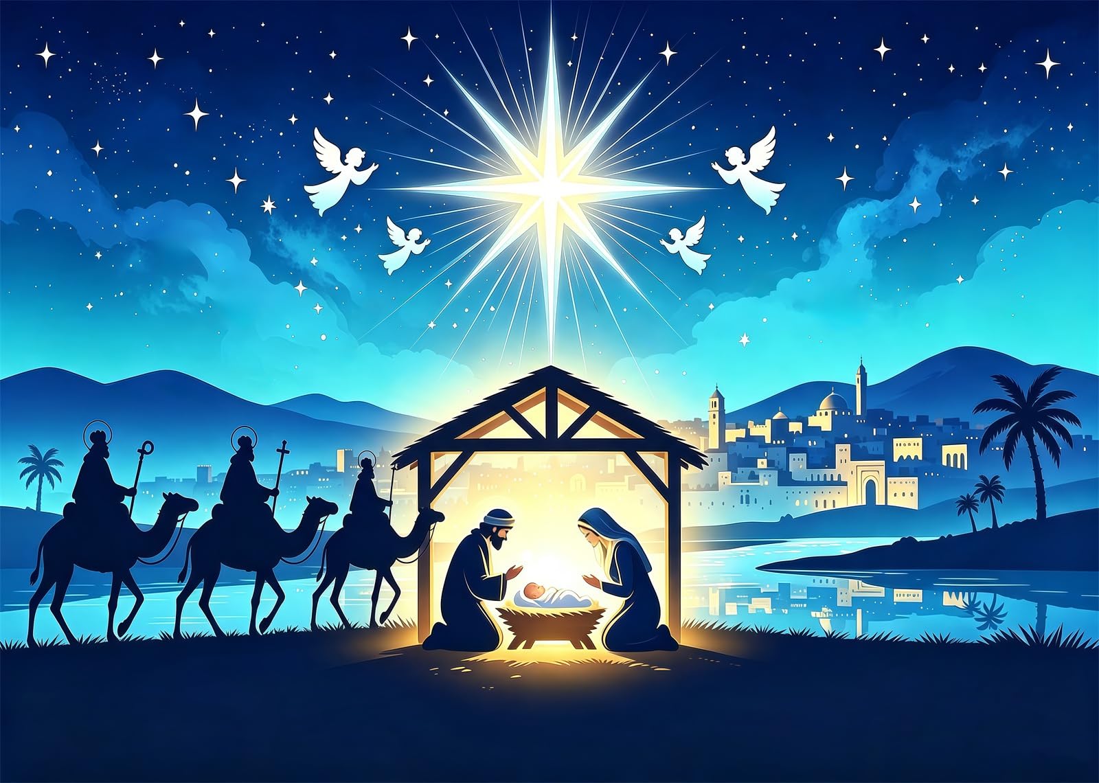 10x8FT (3x2.5m) Colombe E Stella Di Natale Sfondo Fotografico