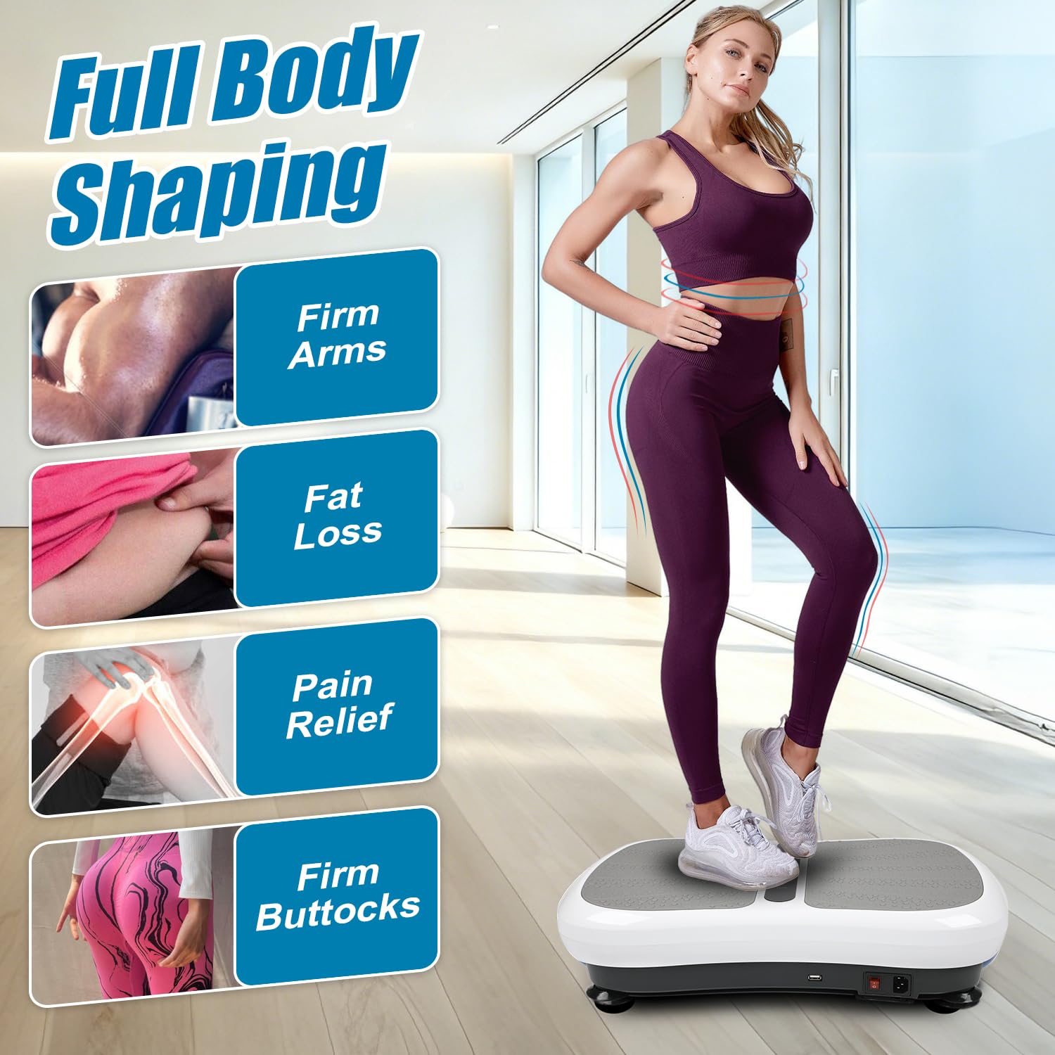 Piastra vibrante, per sport a casa, 99 livelli di intensità, 5 programmi di allenamento, tavola vibrante per allenamento di tutto il corpo, costruzione muscolare, altoparlante Bluetooth, portata 130